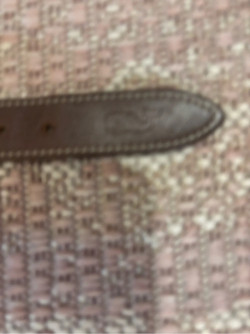 Vineyard Vines Navy Fabric Belt with Brown Leather Trim